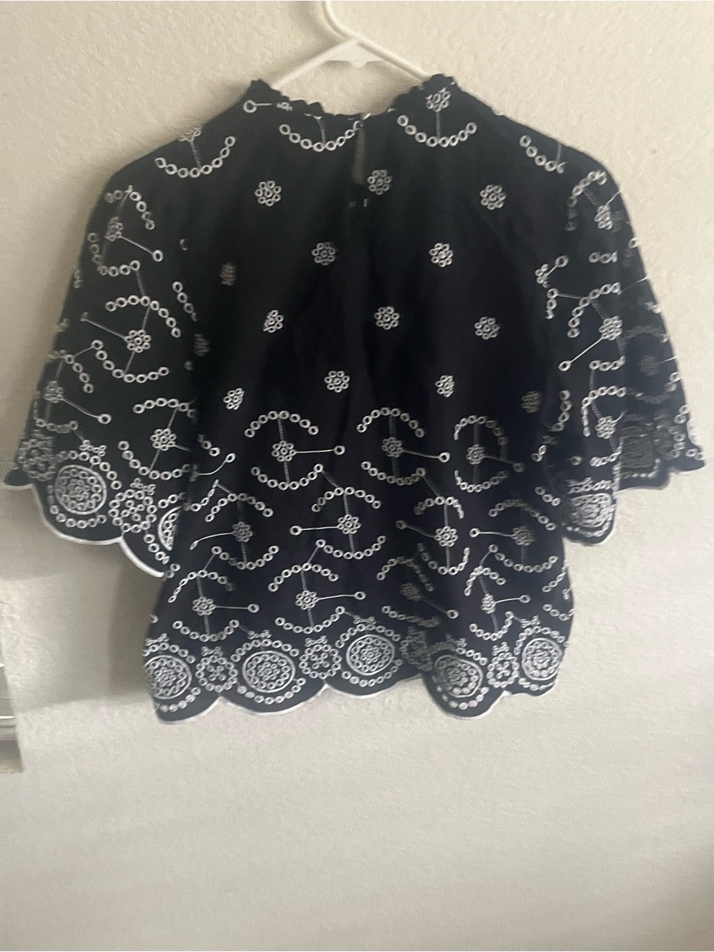 Joie Black Blouse with White Circular Embroidery - Picture 4 of 9